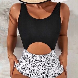 NWOT Brown & Tan One Piece Swimsuit